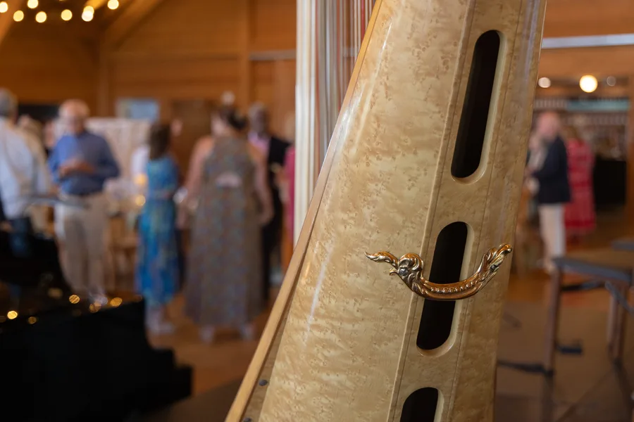 The gilded column of a harp